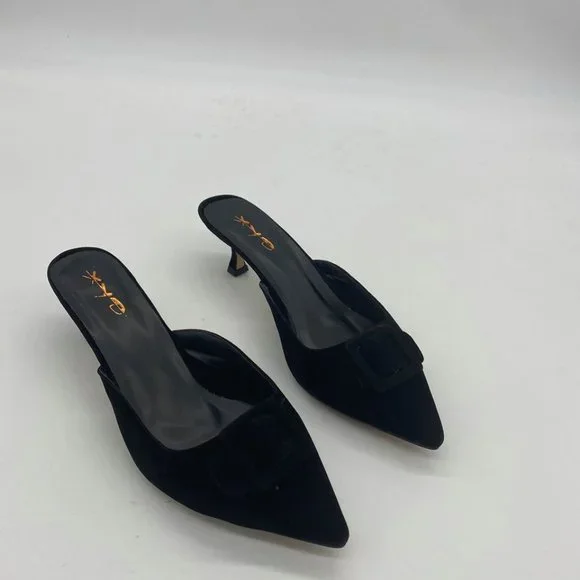 XYD Women Pointed Toe Sandal Pumps Mid Kitten Heel - Picture 2 of 9